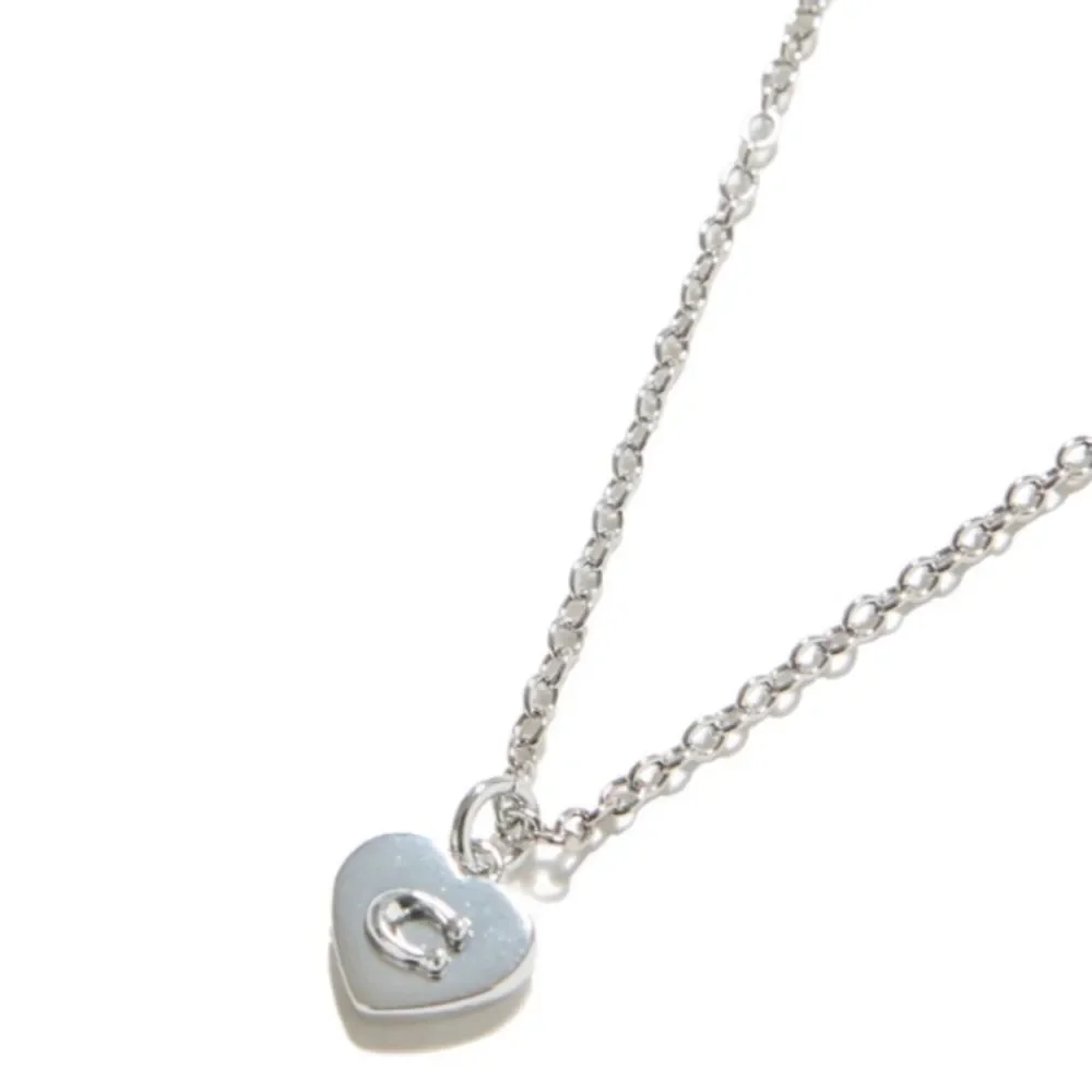 NWT Coach Silver Necklace with Heart Shaped Pendant
